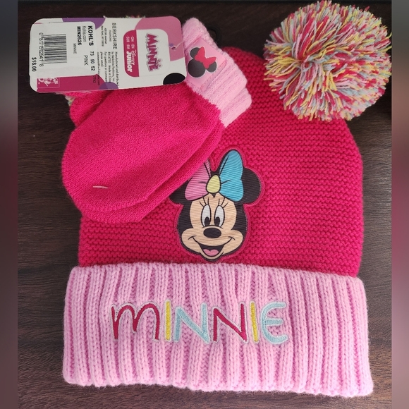 Disney Other - Disney Minnie Mouse Hat and Mittens Set